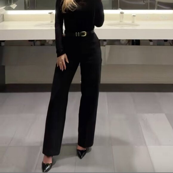 Aritzia Babaton Agency Wool Pant High Waisted Wool Twill Trousers Black Size 4 - Picture 1 of 10